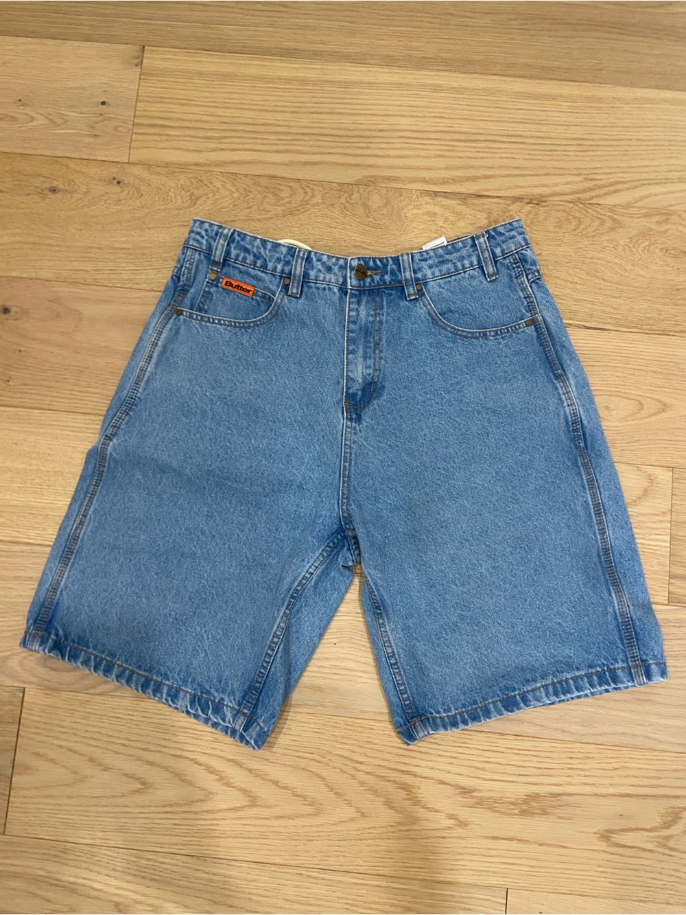 Vintage Butter Goods Washed Light Blue Men's Denim Jean Shorts Size 32 Baggy Y2K